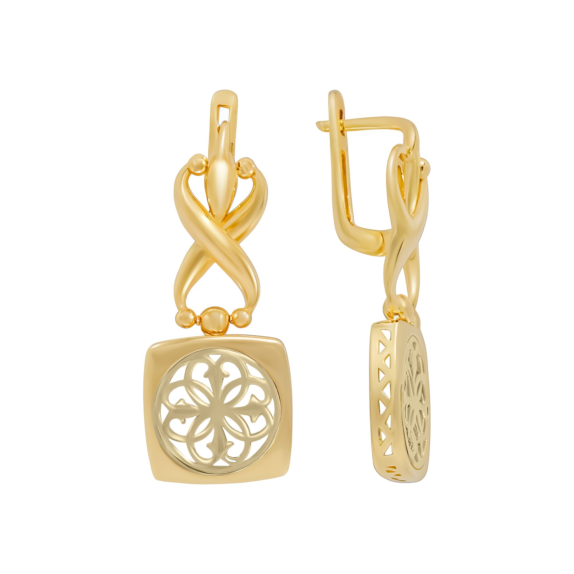 Серьги, золото, 585, 5.6г, 59382, изображение 2 | GoldMarket.kz