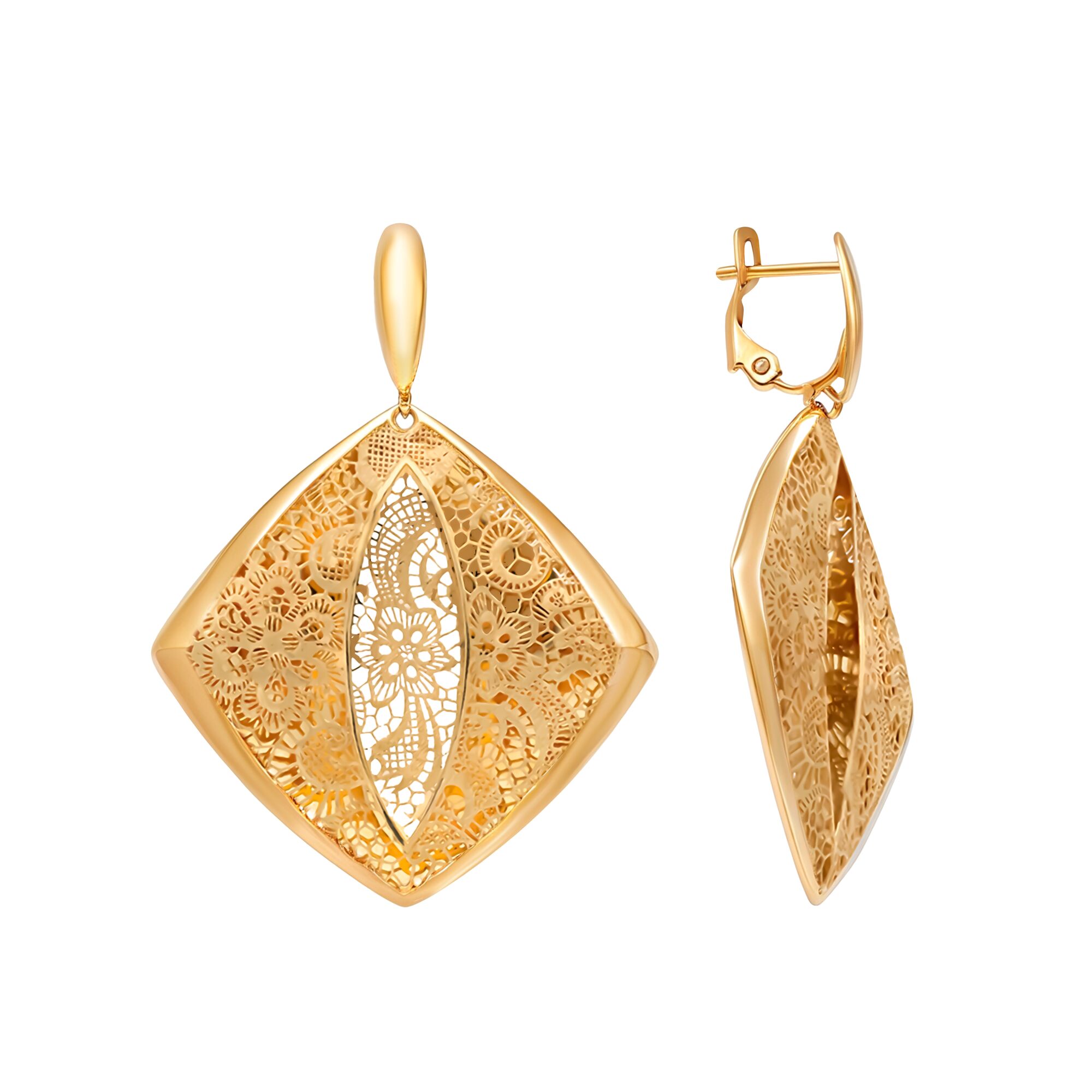 Серьги, золото, 585, 10.96г, 60043, изображение 2 | GoldMarket.kz